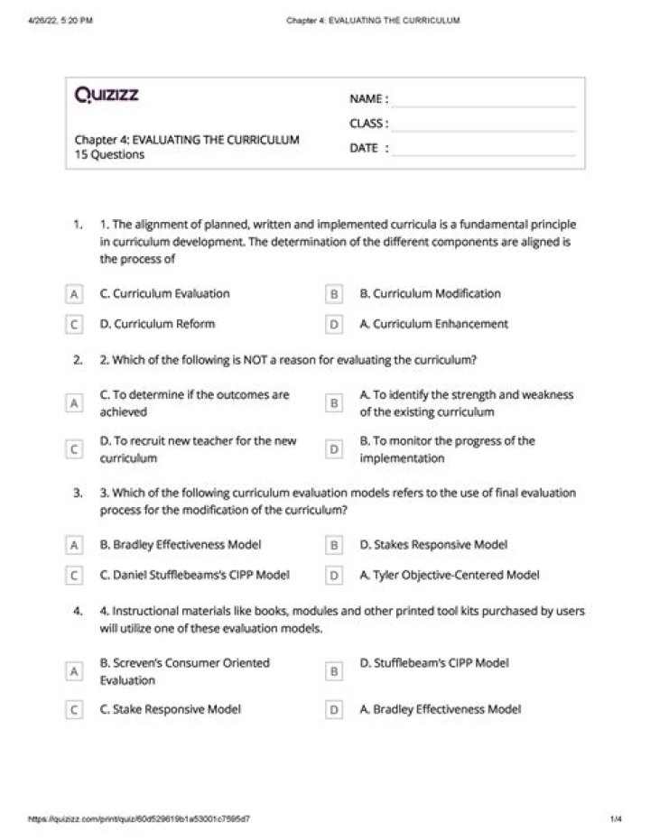 What is the main purpose of evaluating the curriculum?